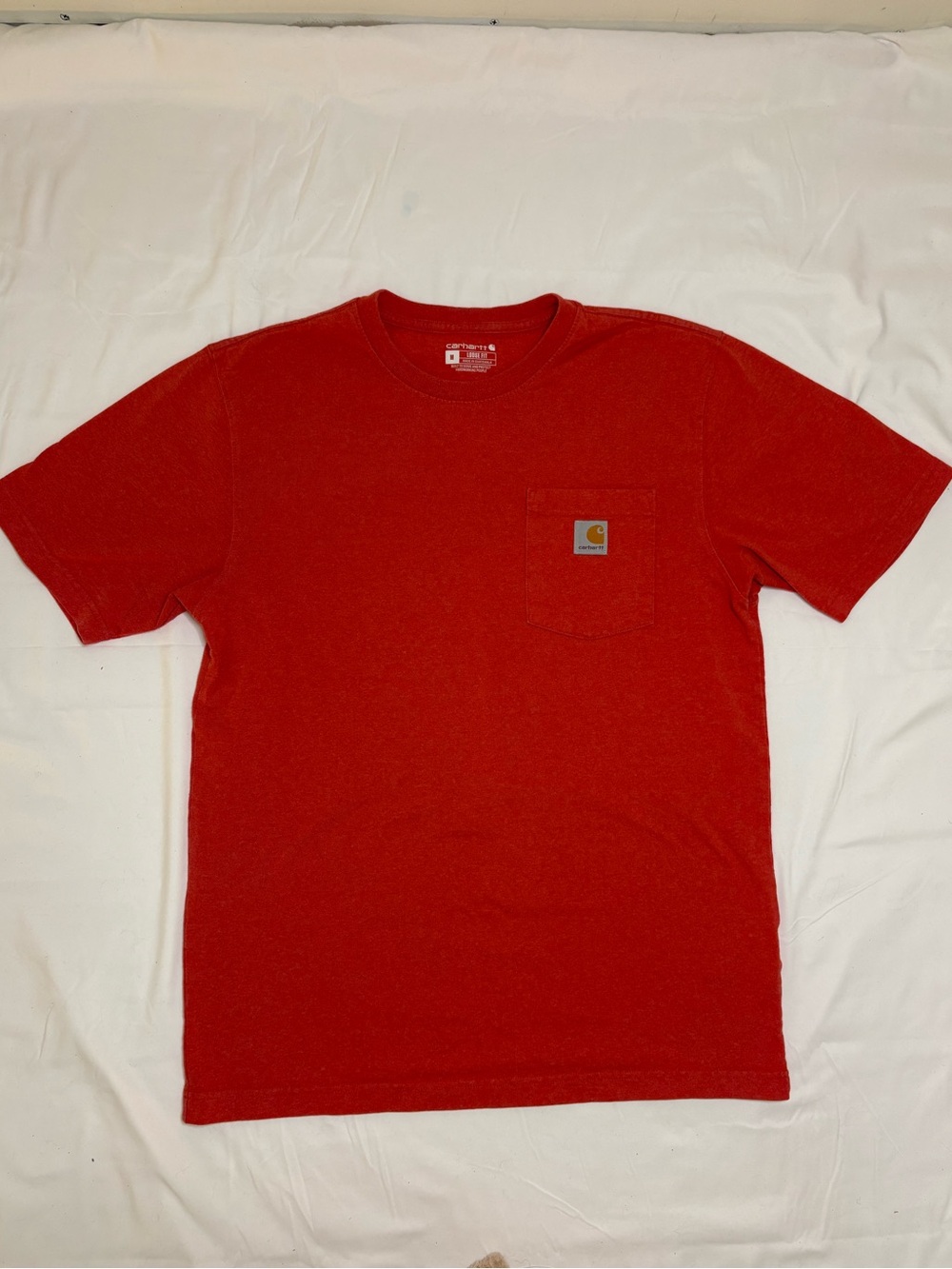 Carhartt Orange Red Men’s Medium Loose Fit Rugged Flex Tee Shirt Cotton Blend